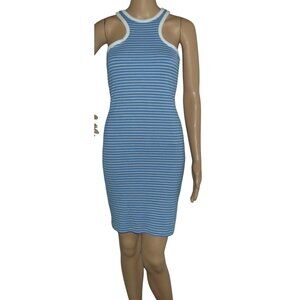 Sports Illustrated Dress XS Racerback Ribbed Knit Sleeveless blue white striped